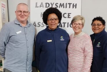 Ladysmith Hospice – Sr Zakwa (NSM), Desré (Chairperson), Jennifer (GM)